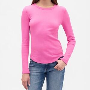Gap Standout Pink Long Sleeve Waffle Knit Thermal Top